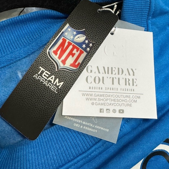 Detroit Lions Gameday Couture Women's Blue Sz M  Rhinestone Star Slv Sweatshirt - Picture 6 of 7